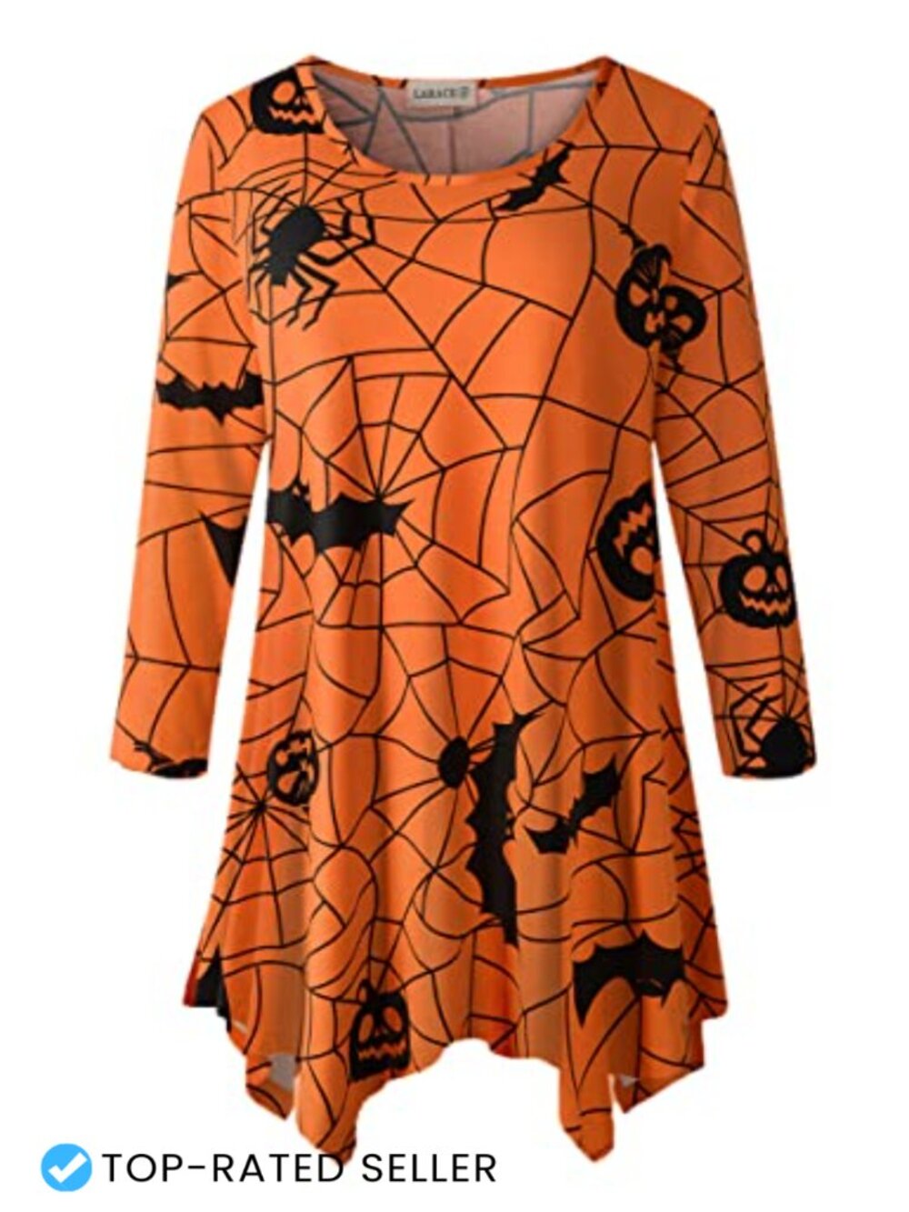 Plus Size 3/4 Sleeve Tunic Top Asymmetrical Hem Loose Fit Fall Spring